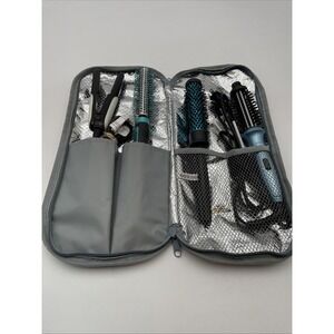 Calista Insulated  2 Curling Iron Zipper Case Travel Bag 7"x15" Plus 2 Brushes